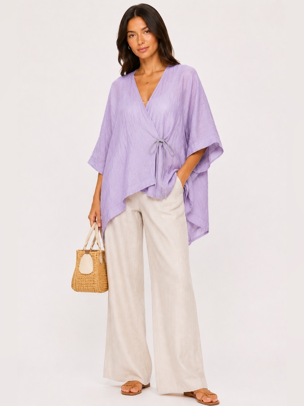 SOU・SOU Japanese Linen Kimono Cardigan Made in Japan Lavender 100% Linen